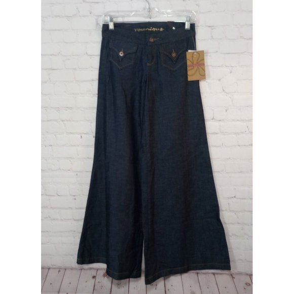 Younique Blue Denim Jeans Women’s Pants Juniors Size 3 Flared Bell-Bottoms 27x32 - Picture 1 of 7